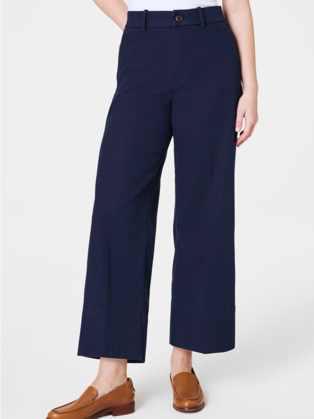 SPANX Navy High-Waist Wide-Leg Trousers